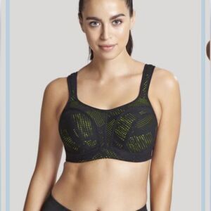 Panache Black and Neon Green Sports Bra